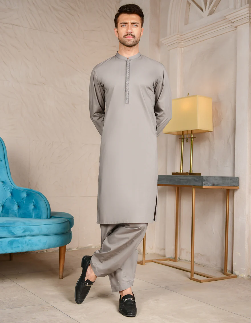 GREY COTTON KAMEEZ SHALWAR | JJKS-US-44112/A22/JJ7420-SF