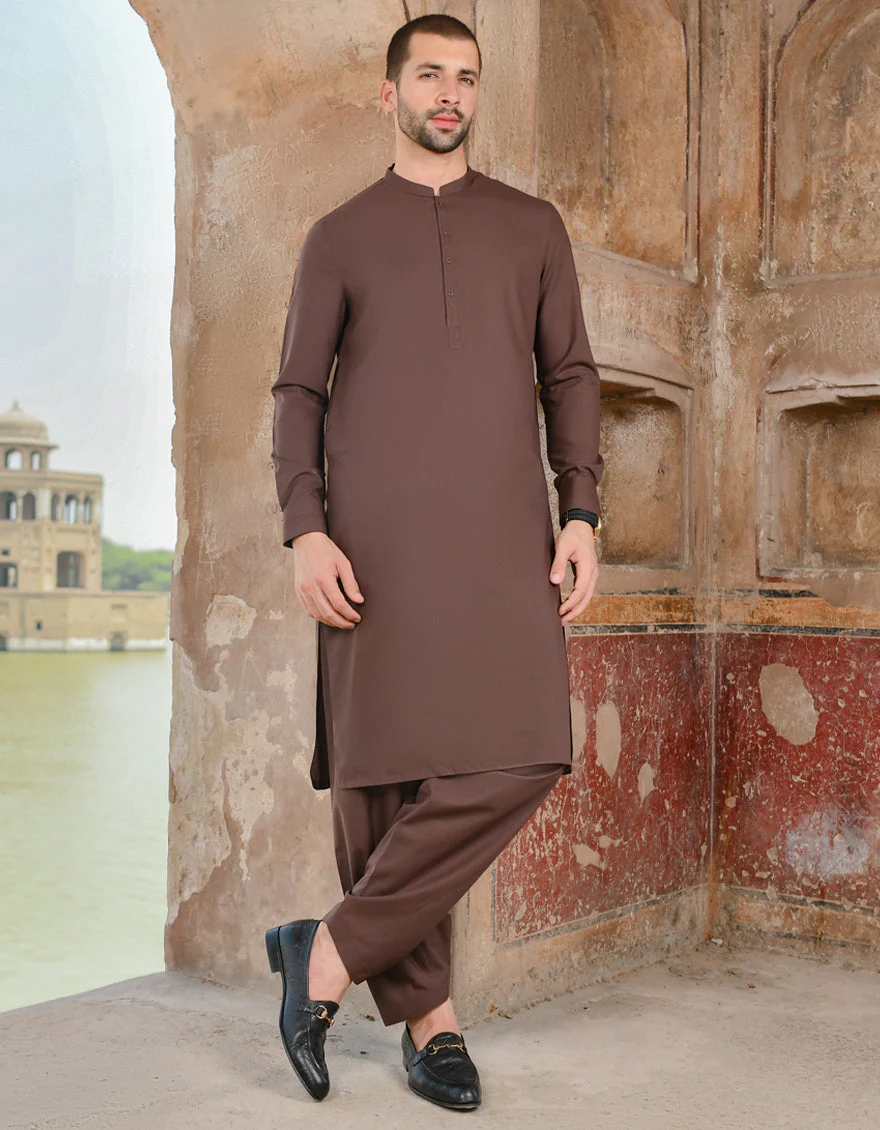 BROWN BLENDED KAMEEZ SHALWAR | JJKS-US-44119/A22/JJ8273-CL