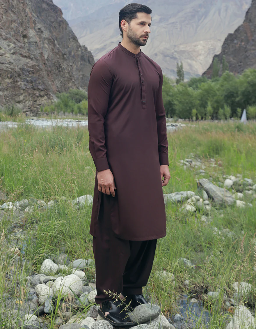 BROWN BLENDED KAMEEZ SHALWAR | JJKS-US-44248/A23/JJ8273-SF