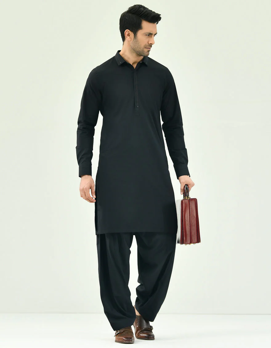 BLACK COTTON KAMEEZ SHALWAR | JJKS-US-45011/A22/JJ8207-CL