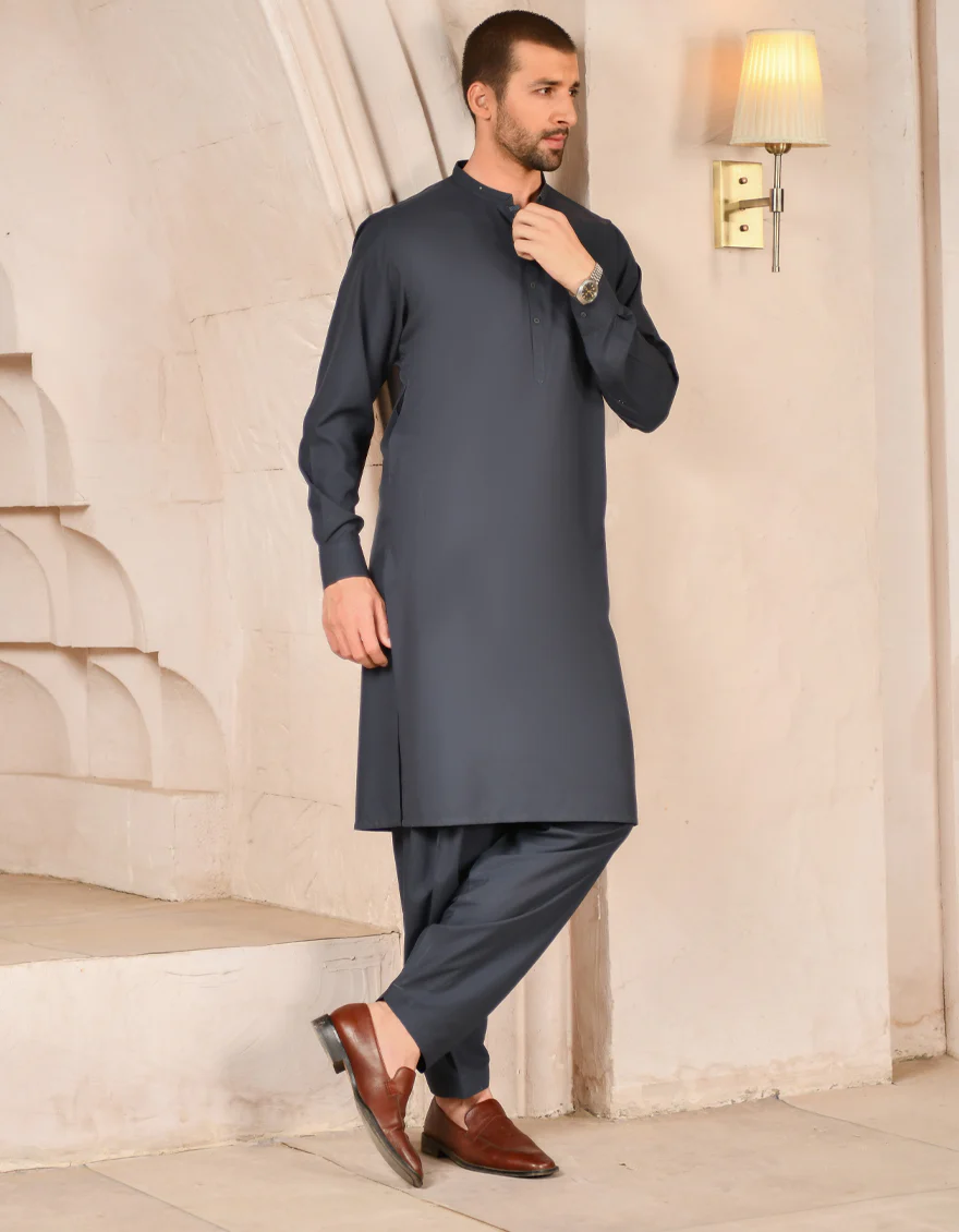 DARK GREY BLENDED KAMEEZ SHALWAR | JJKS-US-45031/A22/JJ8273-CL