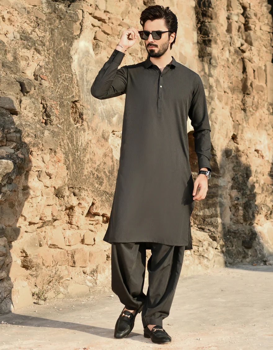 GREY BLENDED KAMEEZ SHALWAR | JJKS-US-45146/A23/JJ8797-CL