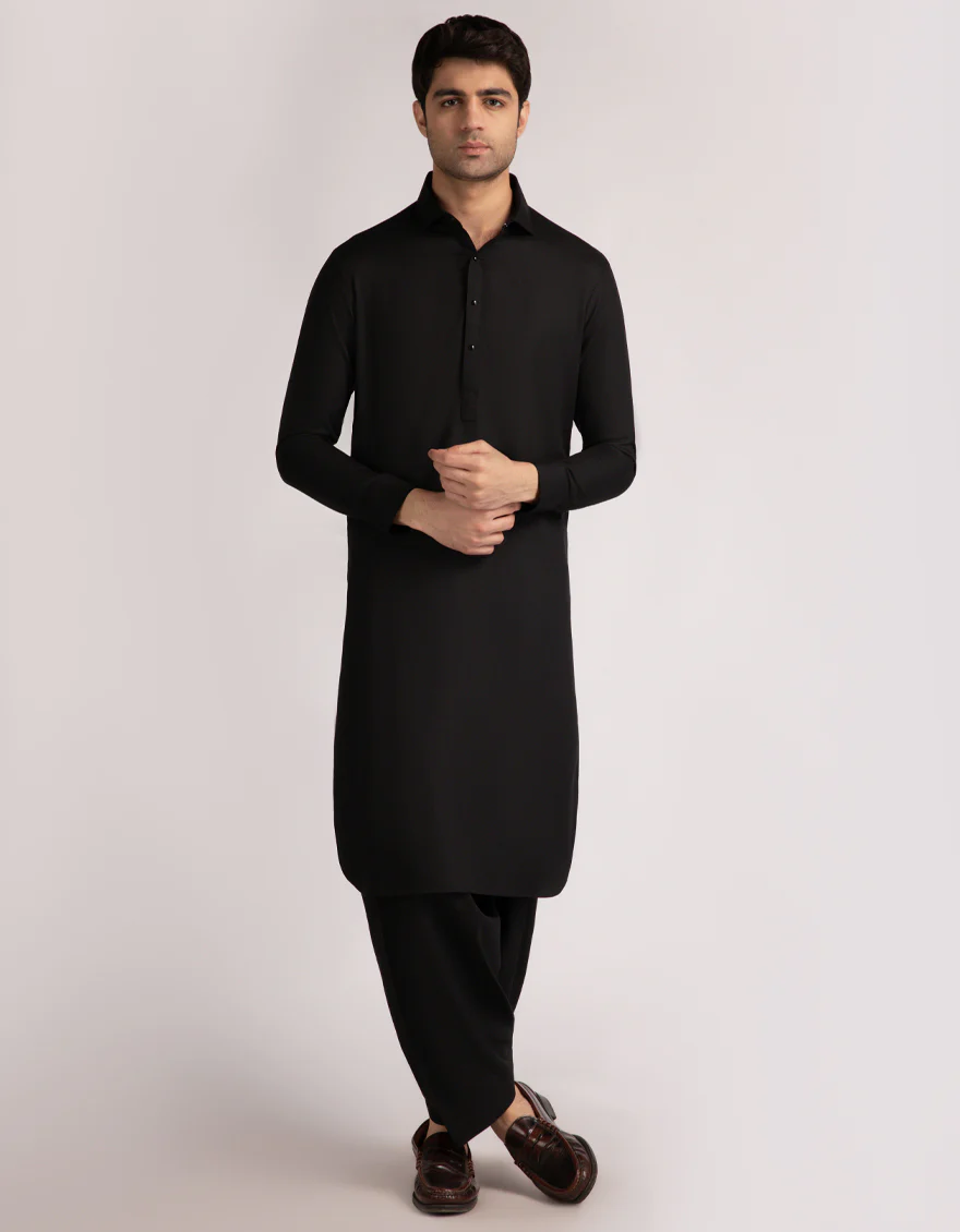 BLACK BLENDED KAMEEZ SHALWAR | JJKS-W-47552/S25/JJ10344-PN