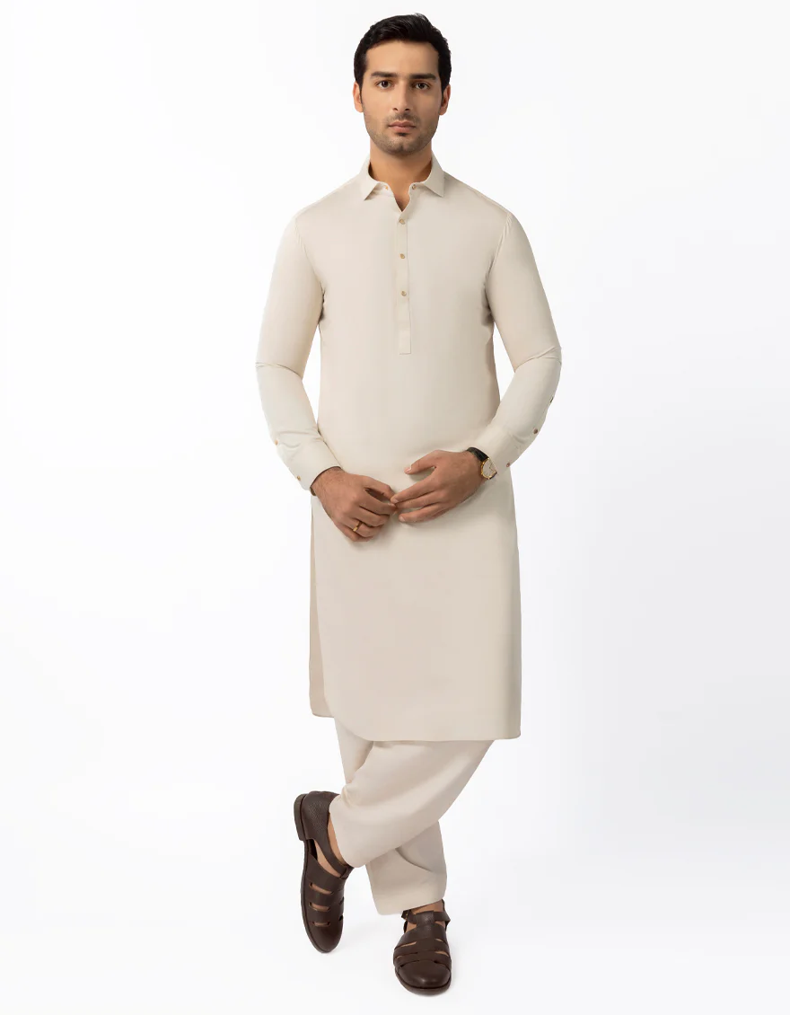 CREAM BLENDED KAMEEZ SHALWAR | JJKS-W-47565/S25/JJ10517-PN