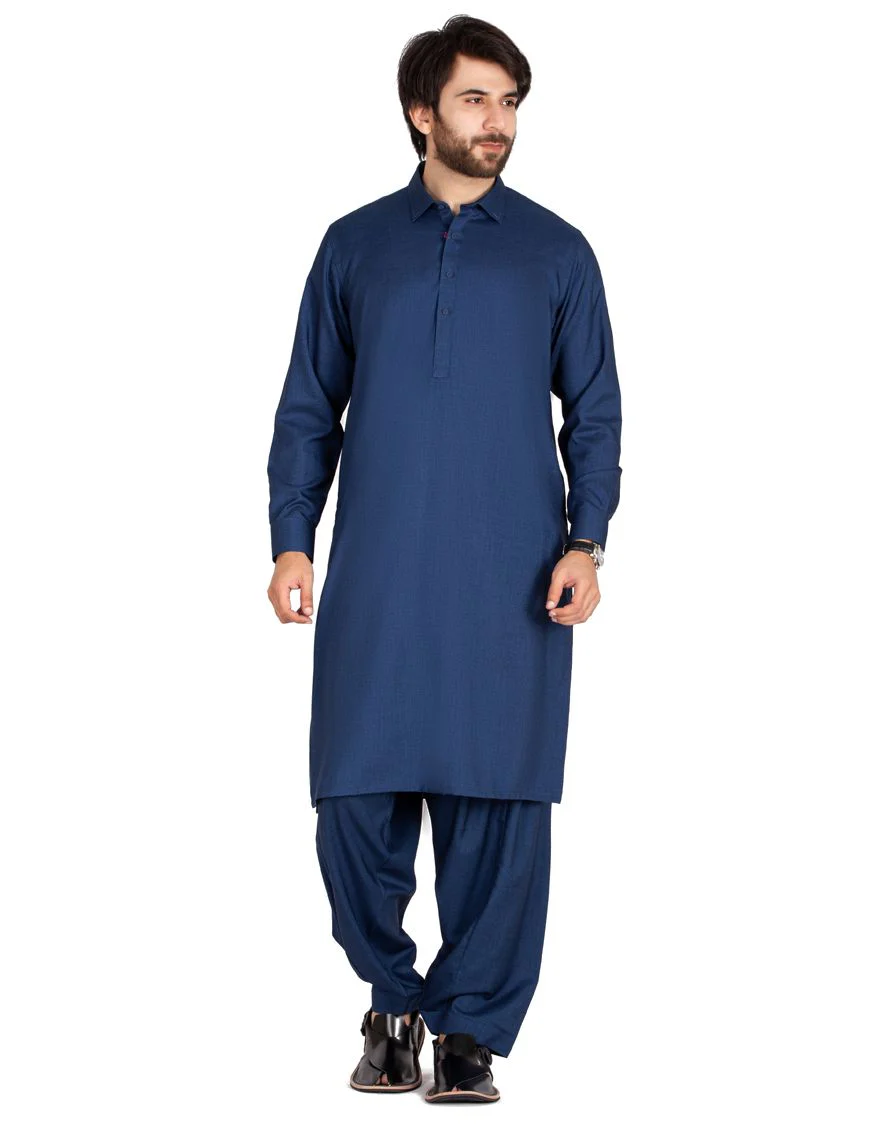 DARK BLUE KAMEEZ SHALWAR | JJKS-W-US-36733/W20/JJ6614