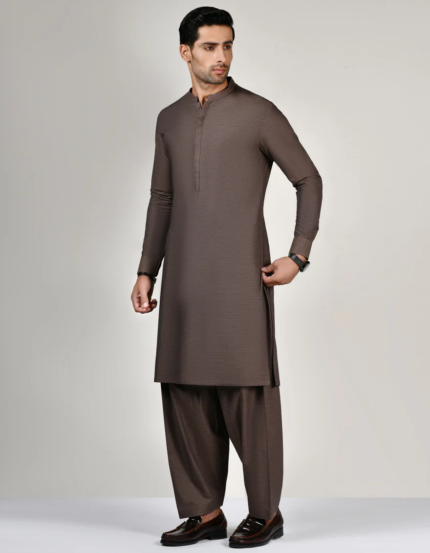 BROWN COTTON KAMEEZ SHALWAR | JJKS-W-US-37780/S23/JJ8919-CL