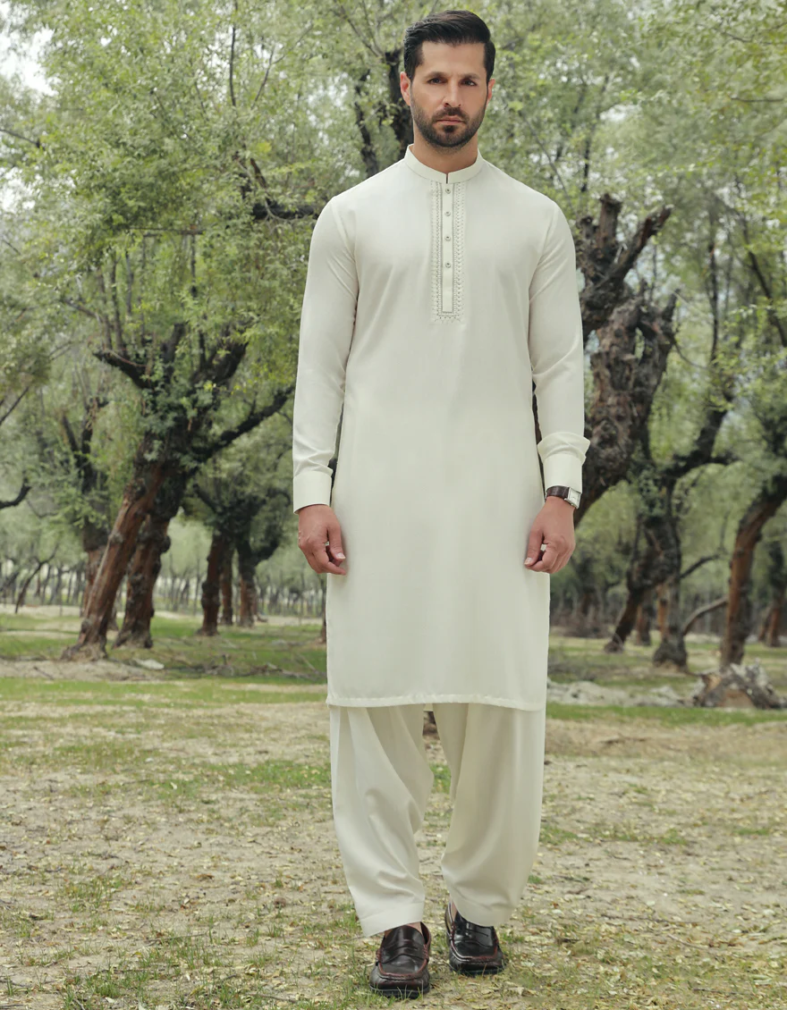 OFF WHITE BLENDED KAMEEZ SHALWAR | JJKS-W-US-37787/S23/JJ8712-FL