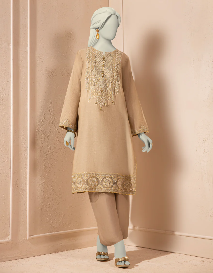 BEIGE ORGANZA KURTI | JJLK-S-JFS-25-214 FB