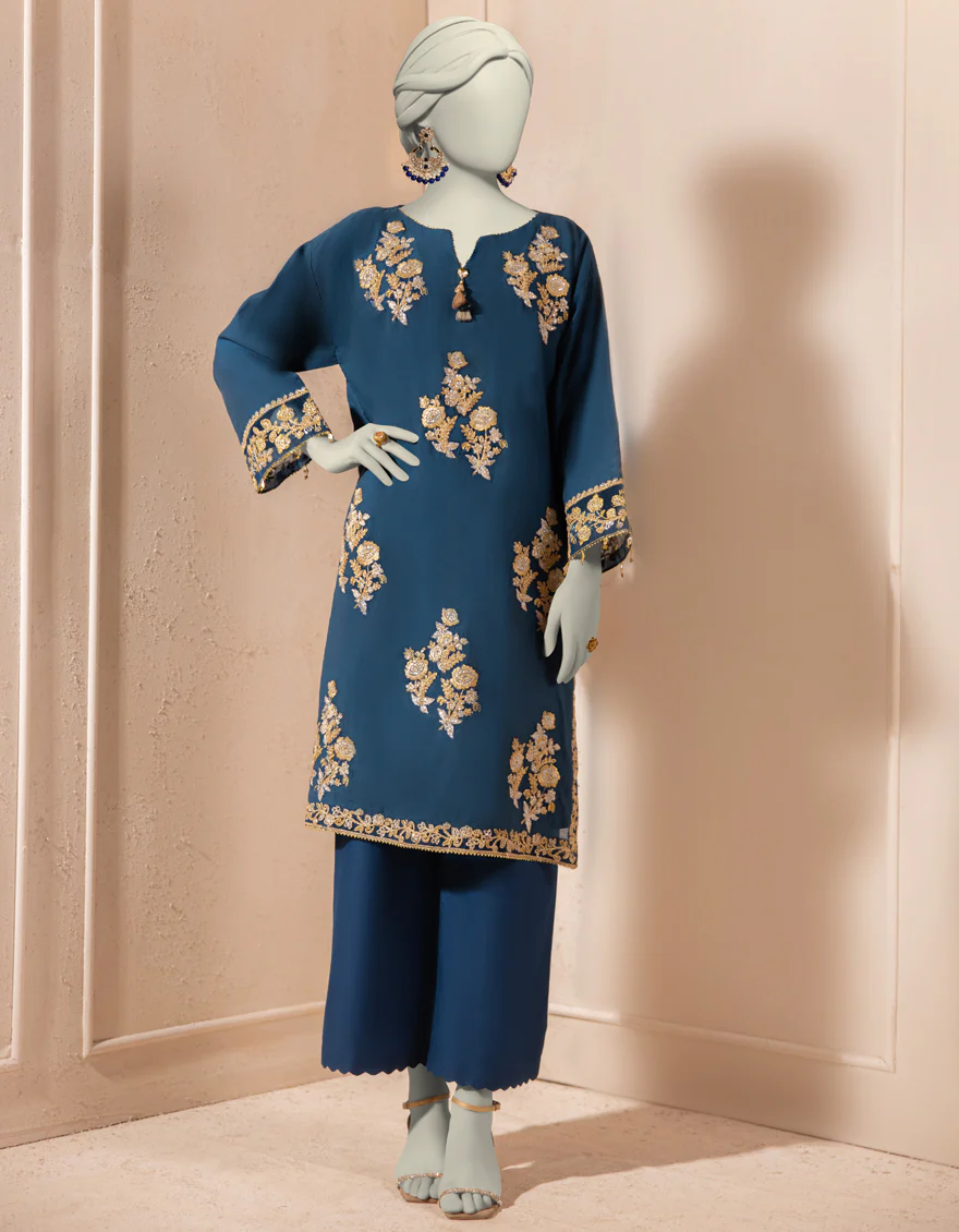 BLUE ORGANZA KURTI | JJLK-S-JFS-25-215 FB