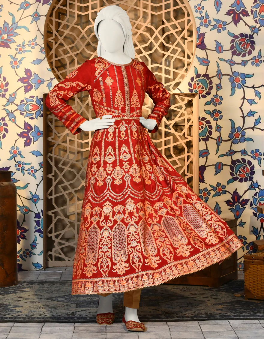 RED SILK KURTI | JJLK-S-JPWK-US-22-649 FB/FF-064