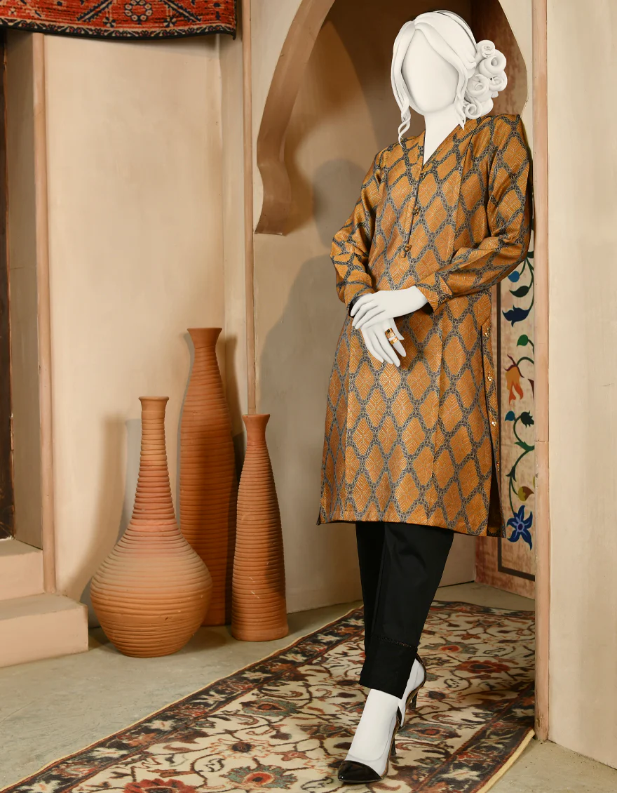 CHROME YELLOW JACQUARD KURTI | JJLK-S-JPWK-US-22-717 FB/SUSEN