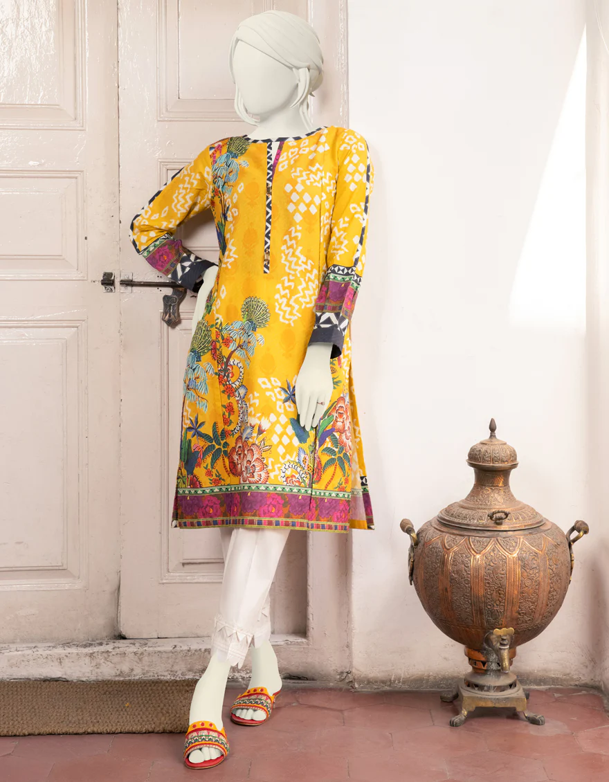 YELLOW DOBBY NET KURTI | JJLK-S-JPWK-US-22-746 FB/LUCAS