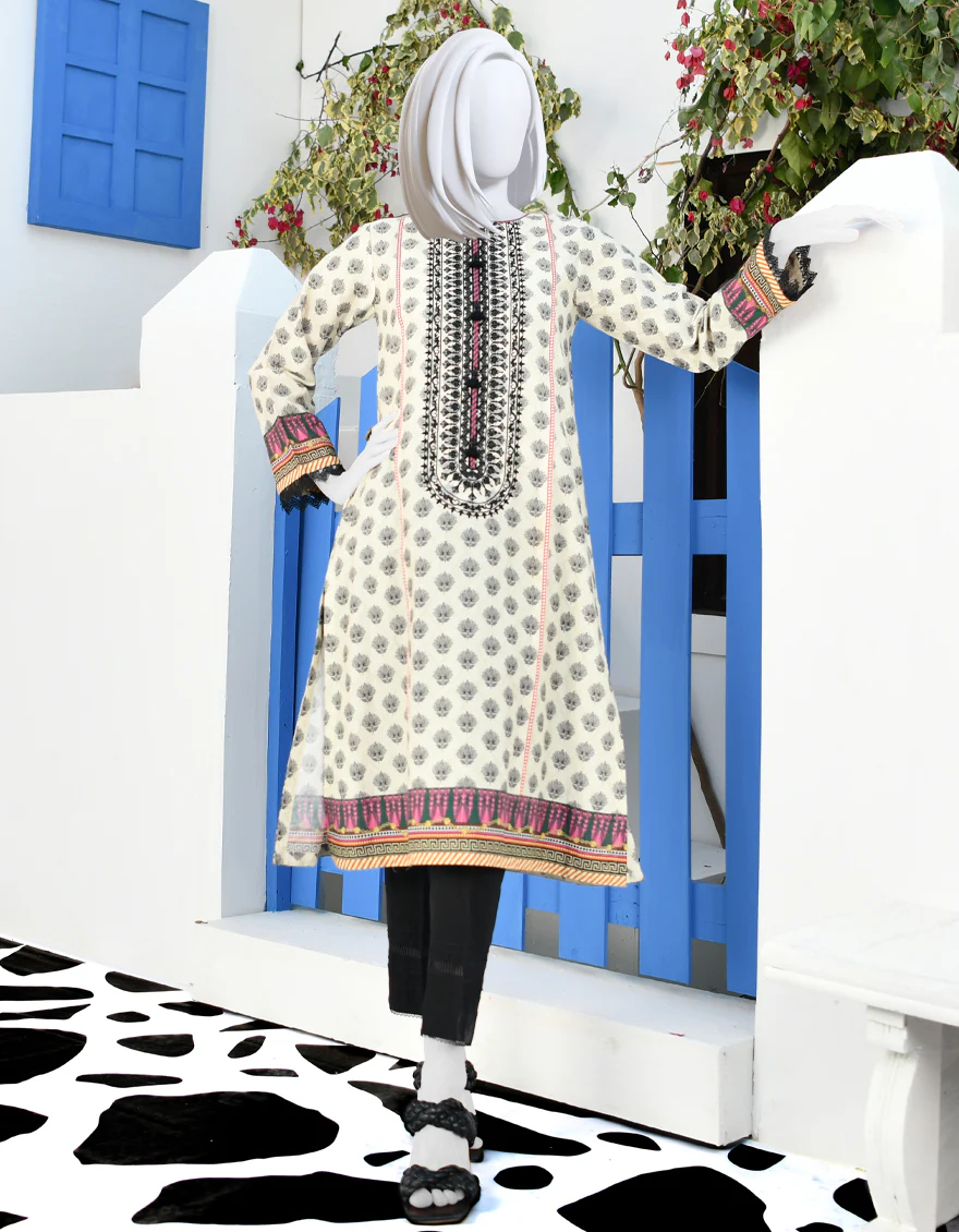 OFF WHITE LAWN KURTI | JJLK-S-JPWK-US-23-885 FB/OYSTER
