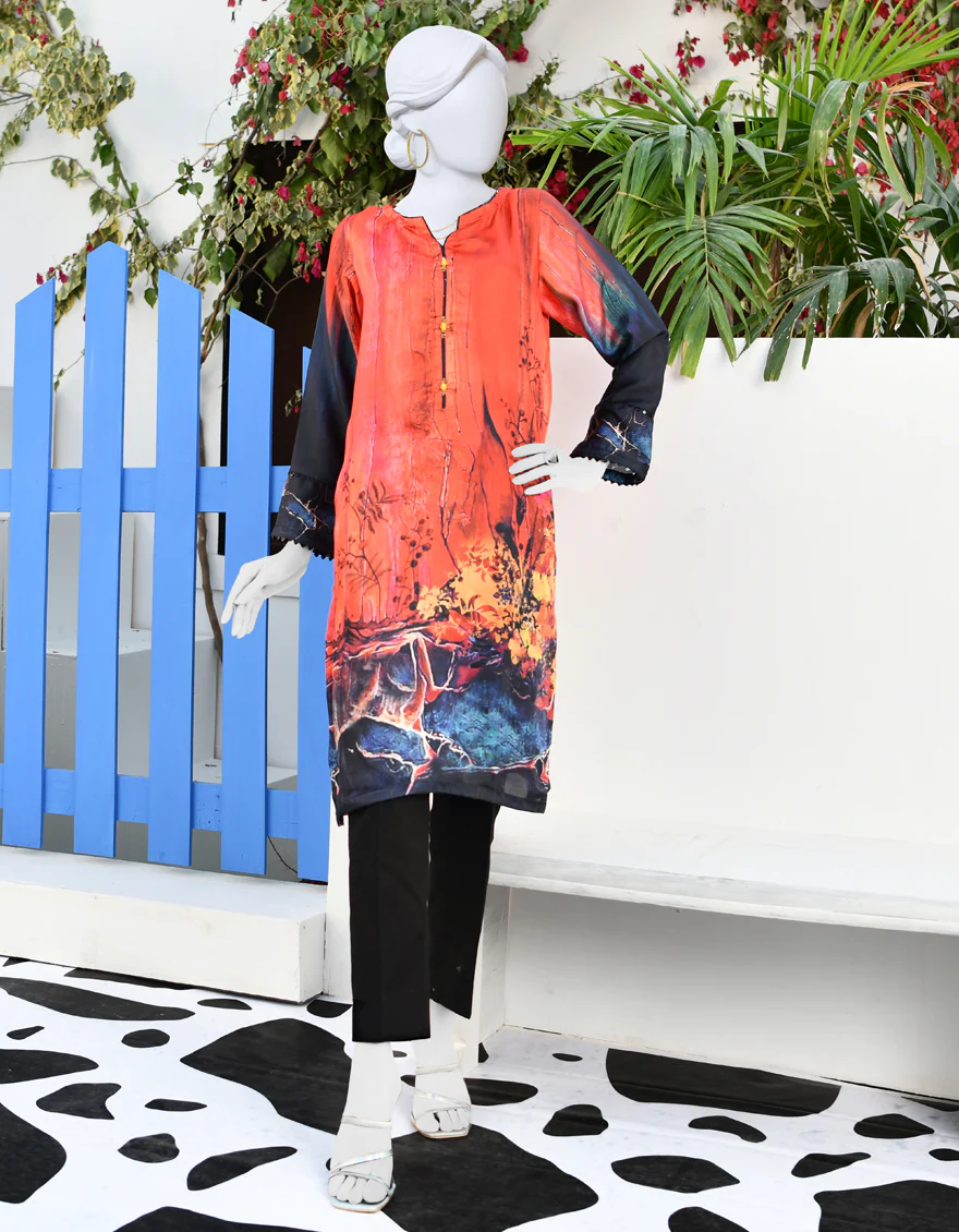 ORANGE SILK KURTI | JJLK-S-JPWK-US-23-888 FB/JINX