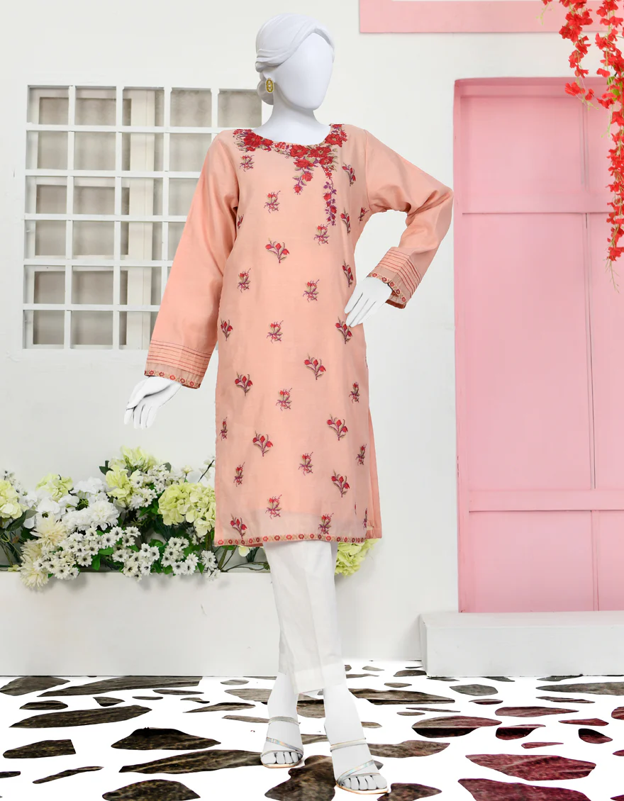 PEACH SILK KURTI | JJLK-S-JPWK-US-23-898 FB/JQ-891