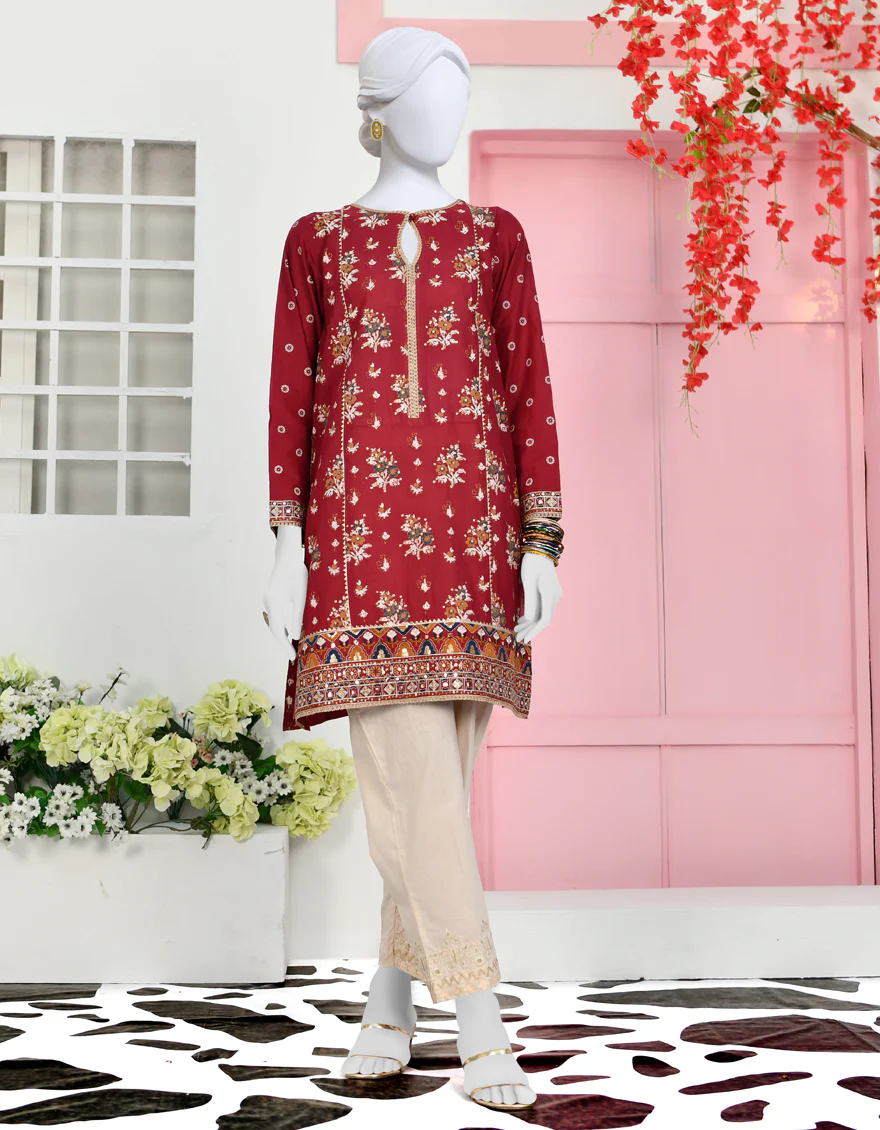 MAROON COTTON KURTI | JJLK-S-JPWK-US-23-912 FB/FF-461
