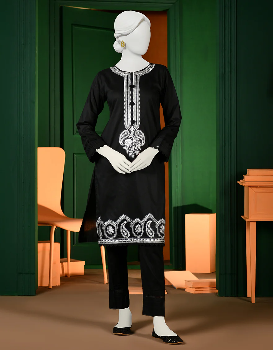 BLACK LAWN KURTI | JJLK-S-JPWK-US-23-937 FB/JT-932