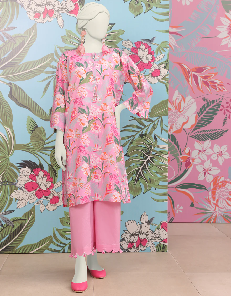 PINK LAWN KURTI | JJLK-S-JSS-24-302 FB/BOTANICAL-02