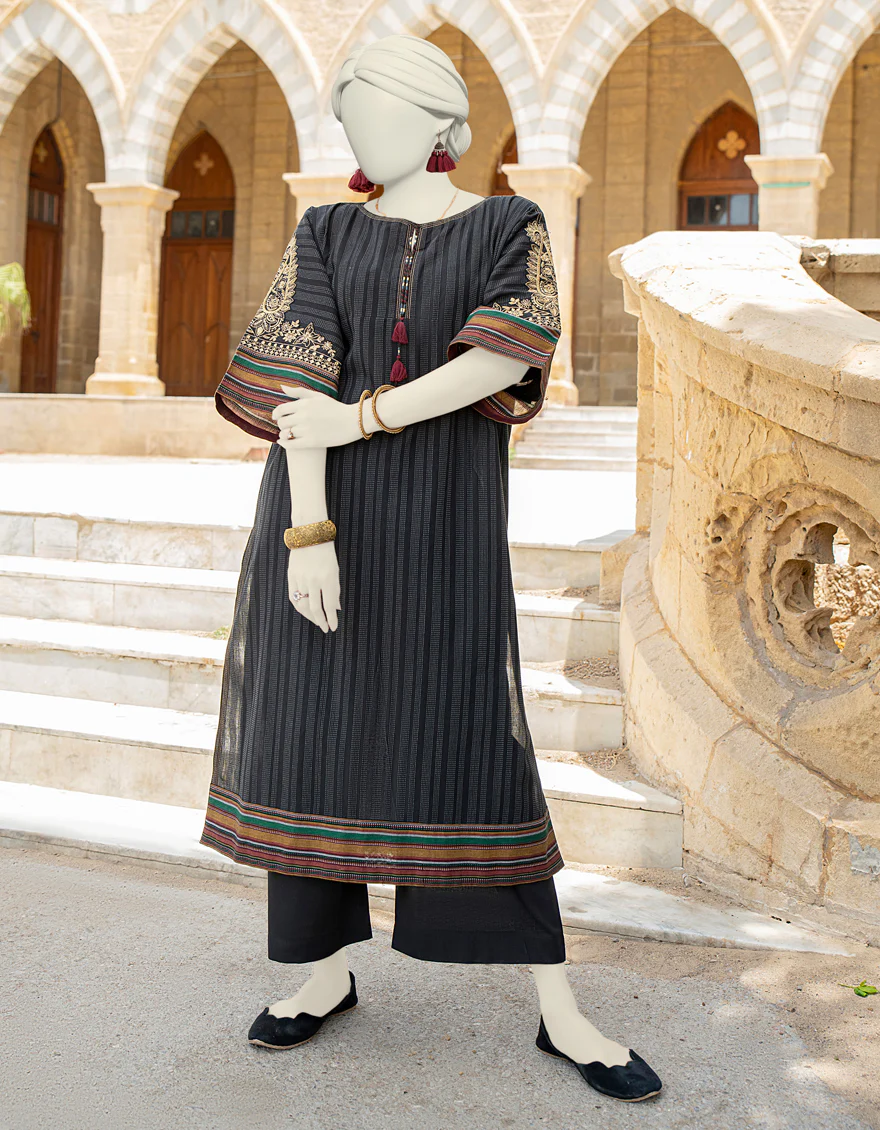 BLACK COTTON JACQUARD KURTI | JJLK-S-JSS-24-441 FB/SUSSI-06