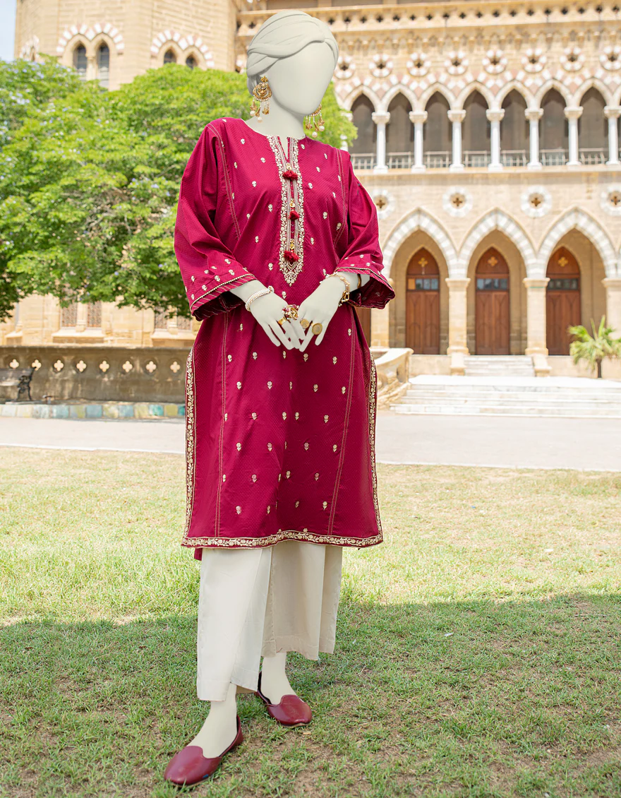 RED TEXTURED KURTI | JJLK-S-JSS-24-448 FB/ZARI-01