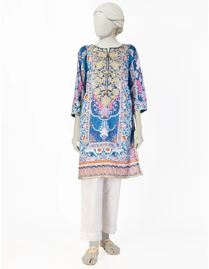 BLUE LAWN KURTI | JJLK-S-JSS-25-406 FB/ROYAL TAPESTRY-2