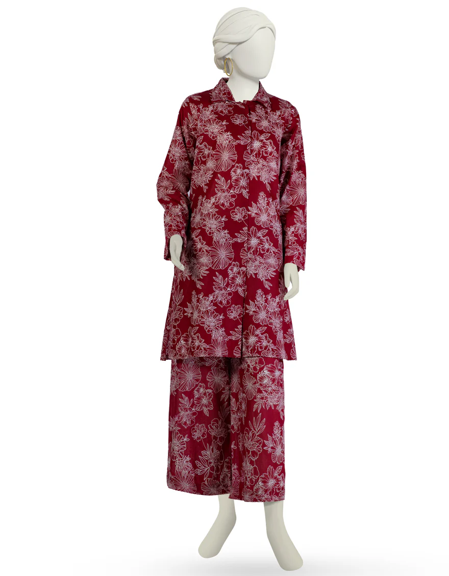 MAROON LAWN KURTI | JJLK-S-JSS-25-418 FB