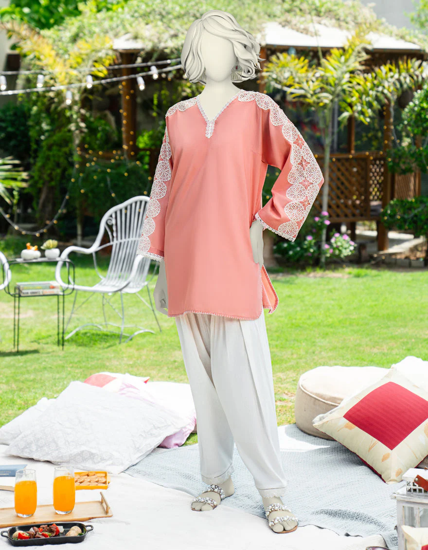 PEACH LAWN KURTI | JJLK-S-JSS-25-436 FB