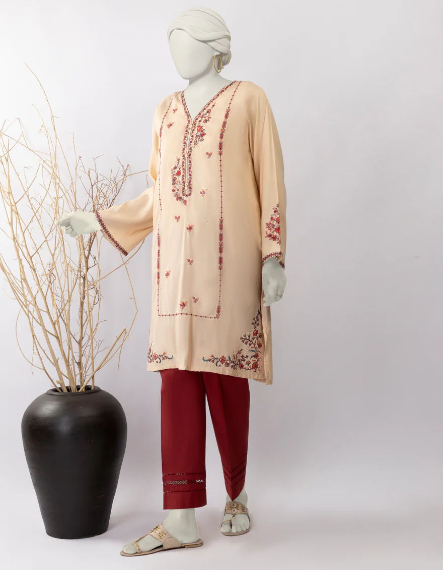 BEIGE SILK KURTI | JJLK-S-JSS-25-445 FB