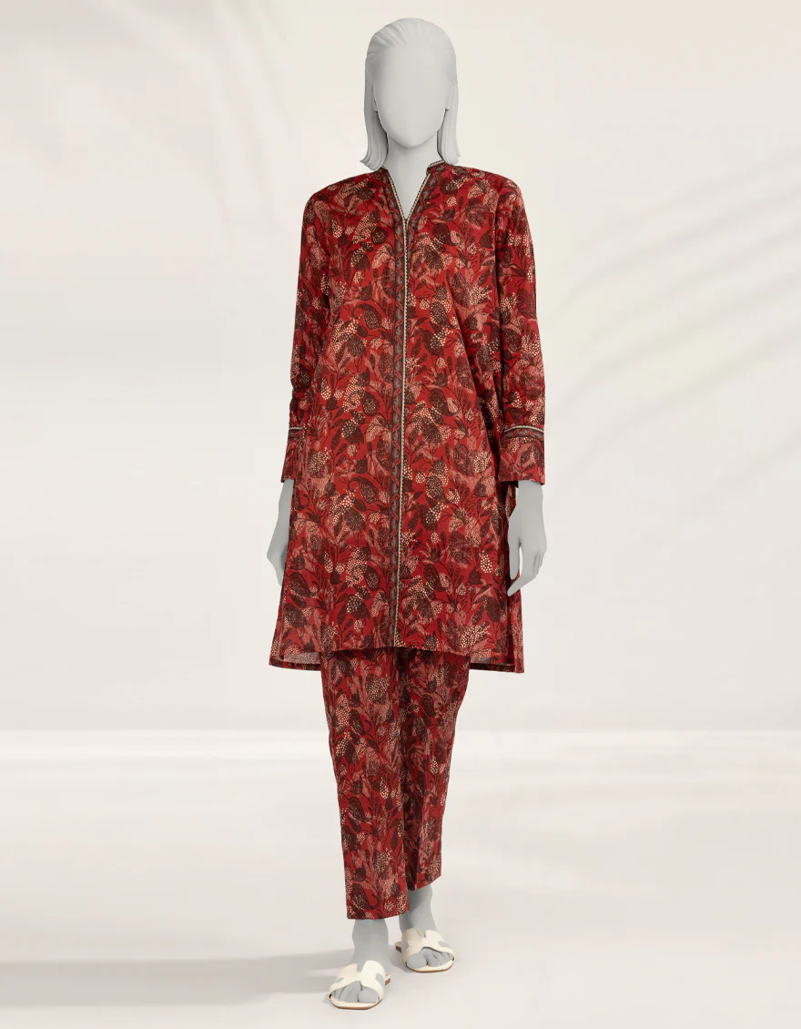 MAROON LAWN KURTI | JJLK-S-JSS-25-524 FB/ESSENTIALS-65