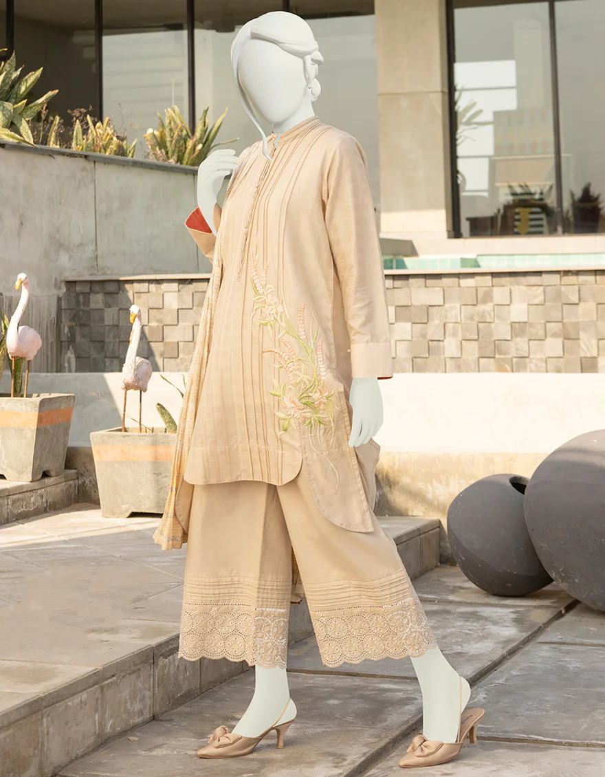 BEIGE JACQUARD KURTI | JJLK-S-JSS-US-22-316 FB/DAFFODIL