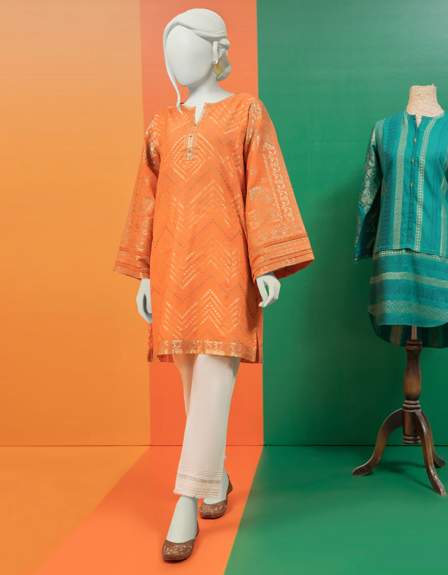 ORANGE JACQUARD KURTI | JJLK-S-JSS-US-22-428 FB/PAMILLE