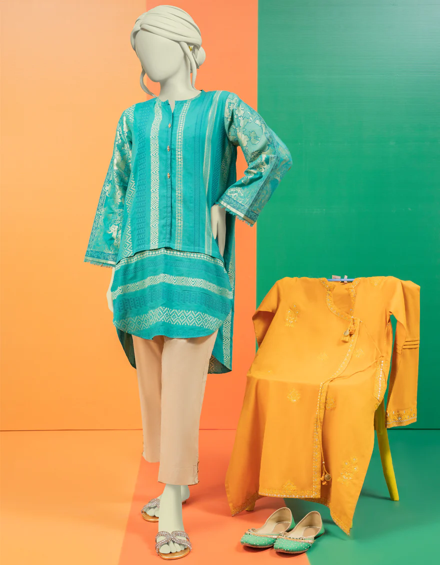 GREEN JACQUARD KURTI | JJLK-S-JSS-US-22-429 FB/BLANCHE