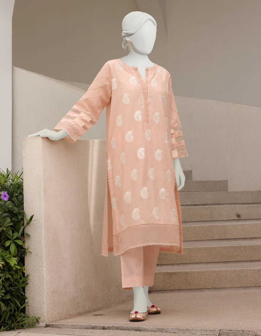 PEACH LAWN KURTI | JJLK-S-JSS-US-23-346 FB/PEACH PAISLEY