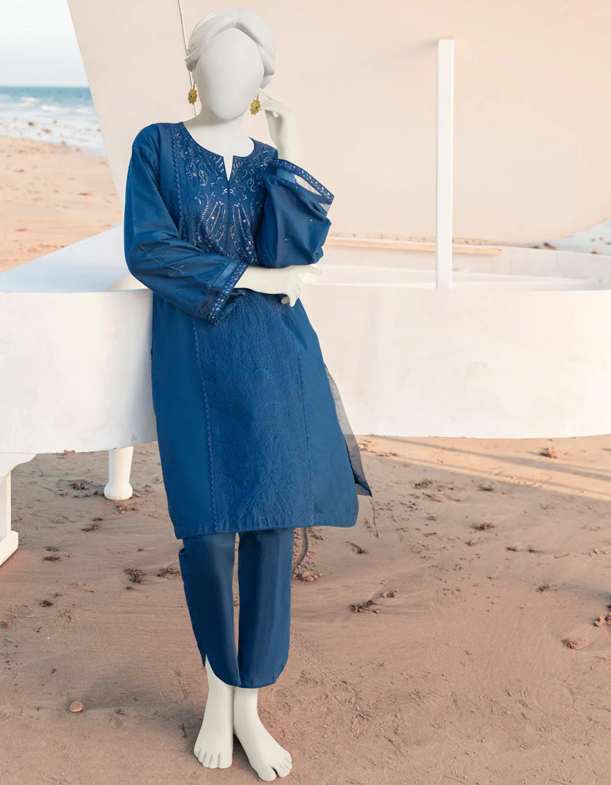BLUE LAWN KURTI | JJLK-S-JSS-US-23-375 FB/BLUE BASIL