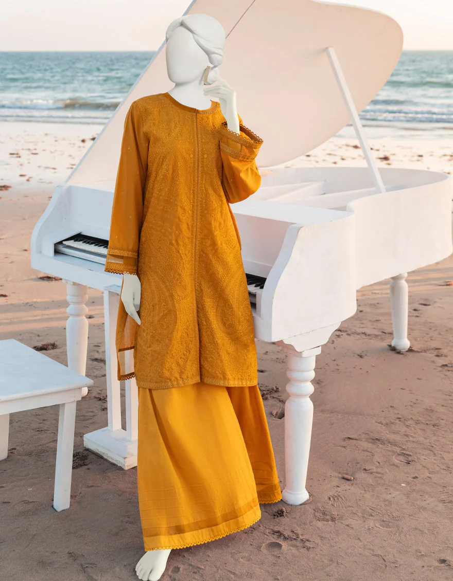 OCHER LAWN KURTI | JJLK-S-JSS-US-23-376 FB/TURMERIC