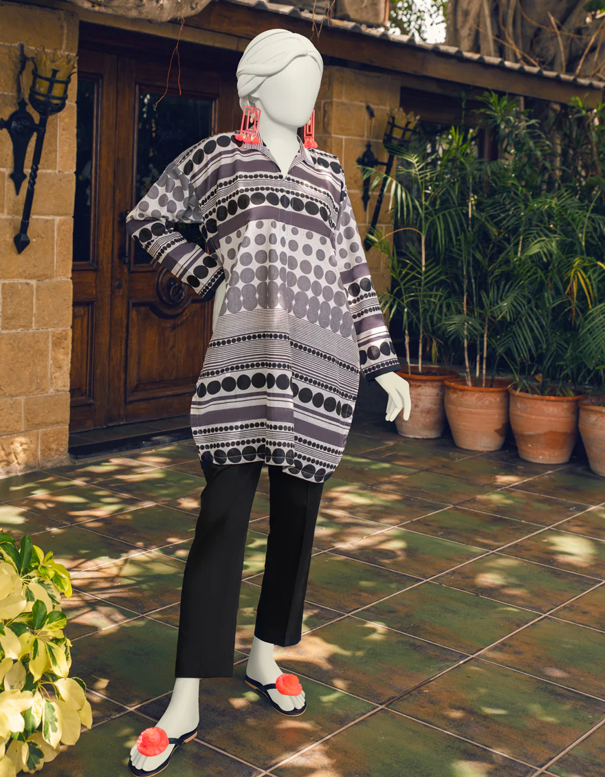 BLACK & WHITE KURTI | JJLK-S-JSS-US-23-445 FB/BLACK AND WHITE-4