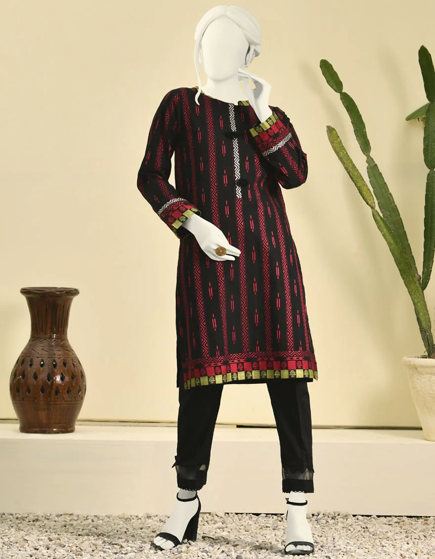 BLACK JACQUARD KURTI | JJLK-W-JPWK-US-21-617 FB/JAMDANI