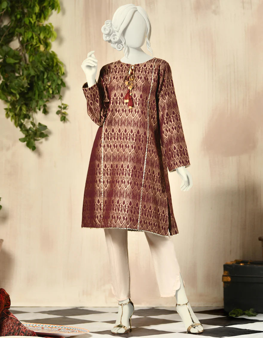 BROWN JACQUARD KURTI | JJLK-W-JPWK-US-22-807 FB/FF-480 (IKAT)