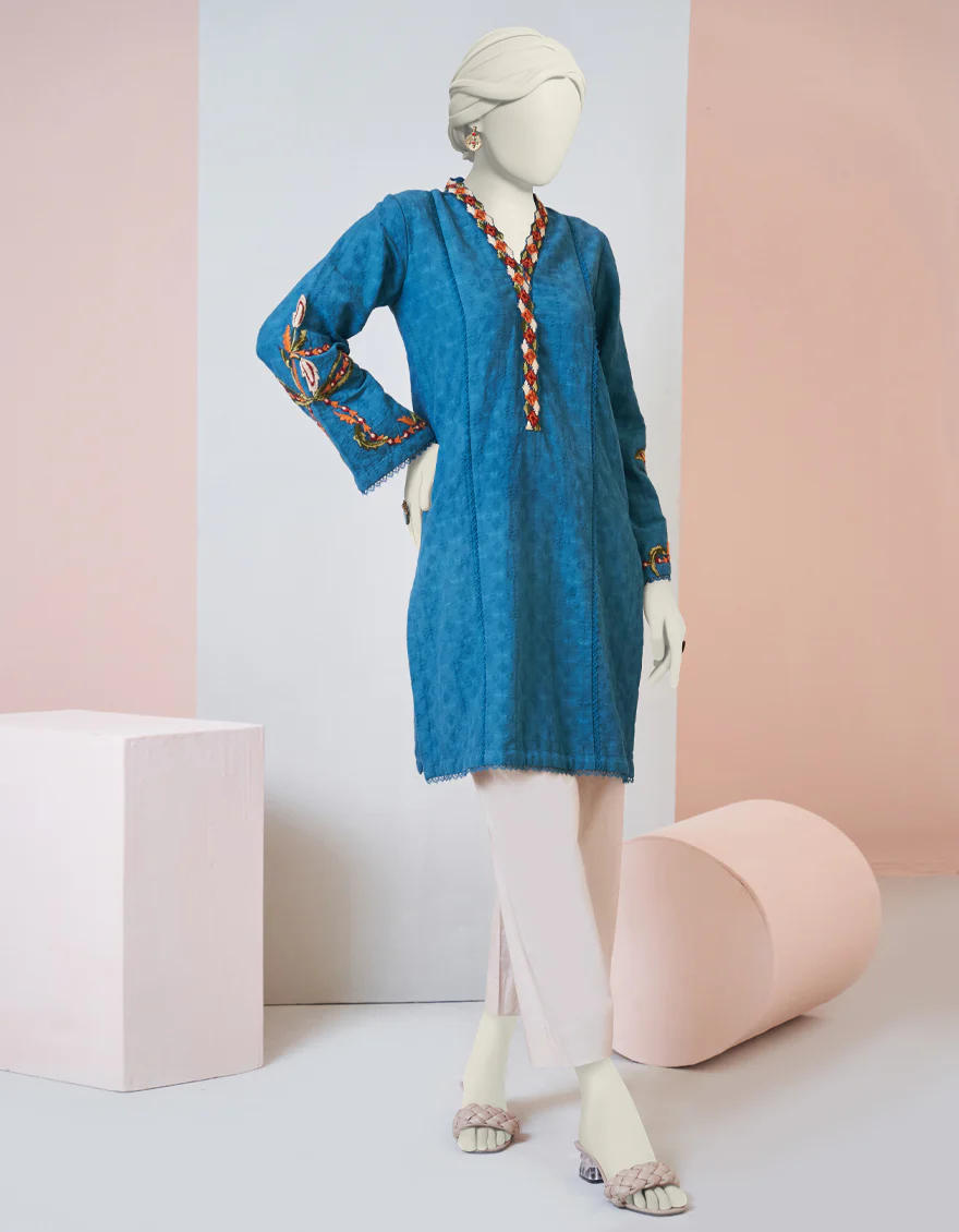 TEAL DOBBY KURTI | JJLK-W-JPWK-US-23-974 FB/JN-432