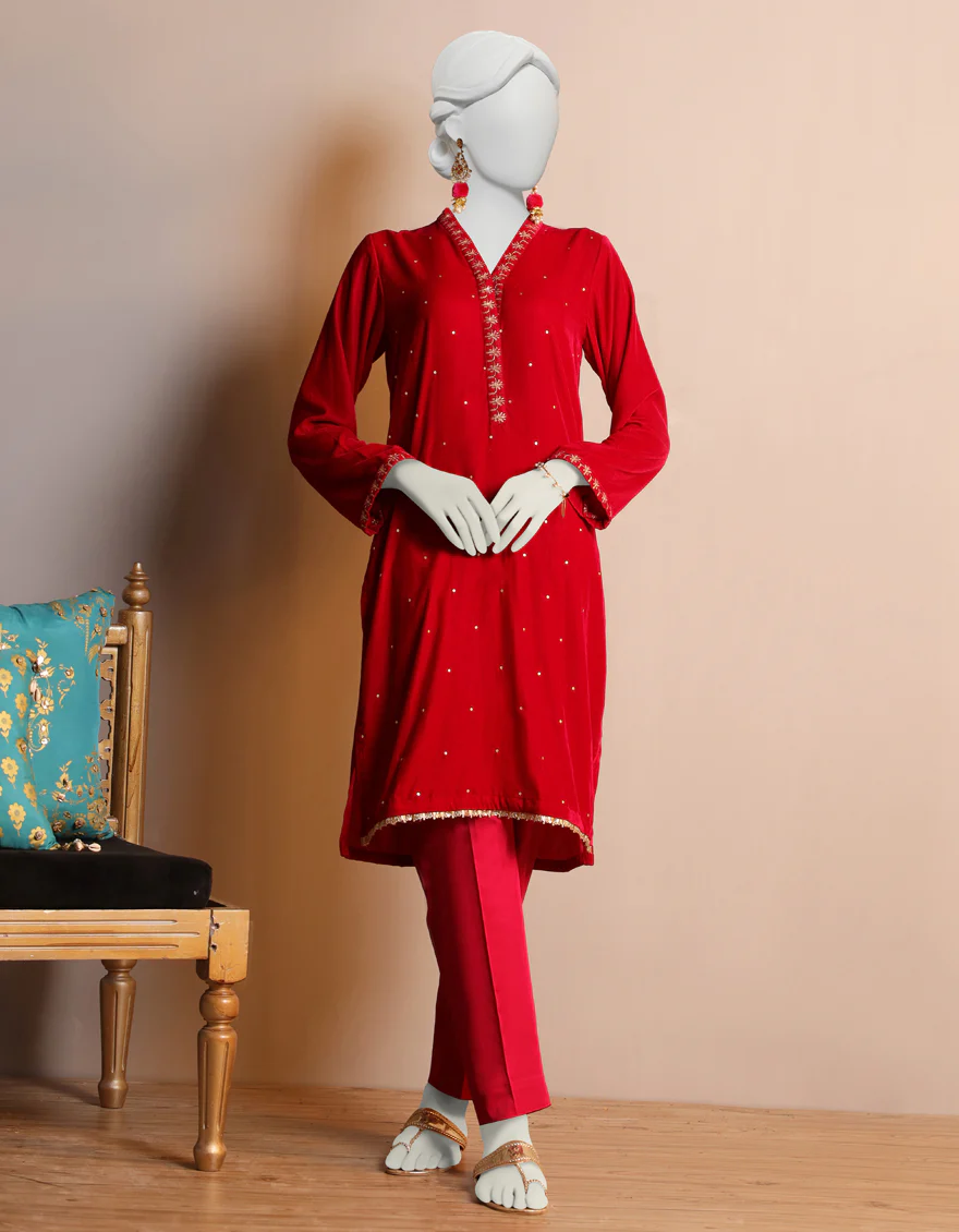 RED VELVET KURTI | JJLK-W-JPWK-US-23-999 FB/FF-328