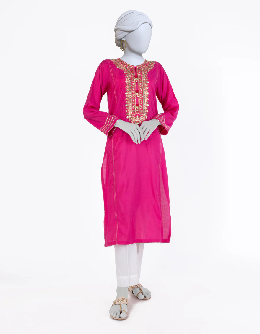 PINK RAW SILK KURTI | JJLK-W-JWS-24-3054 FB/GOTA VINTAGE-03