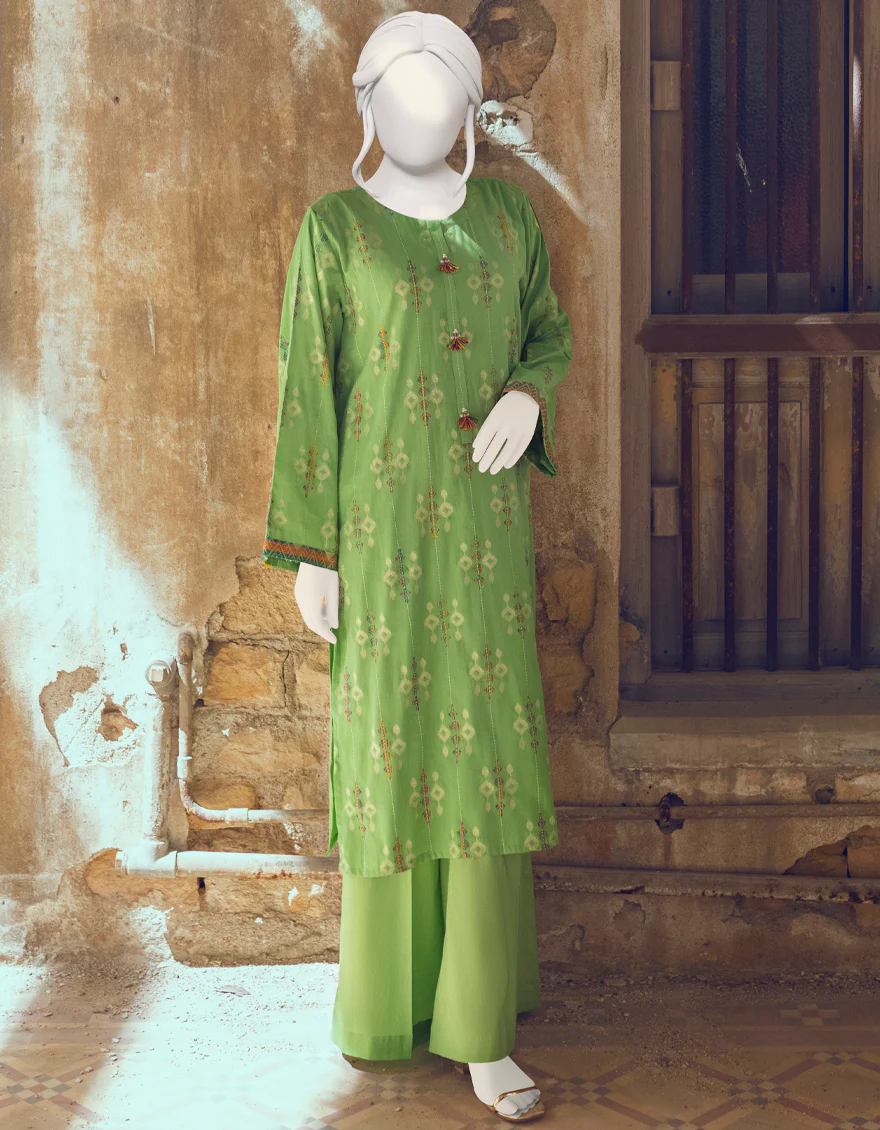 GREEN JACQUARD KURTI | JJLK-W-JWS-US-22-3025 FB/V-WARP-004