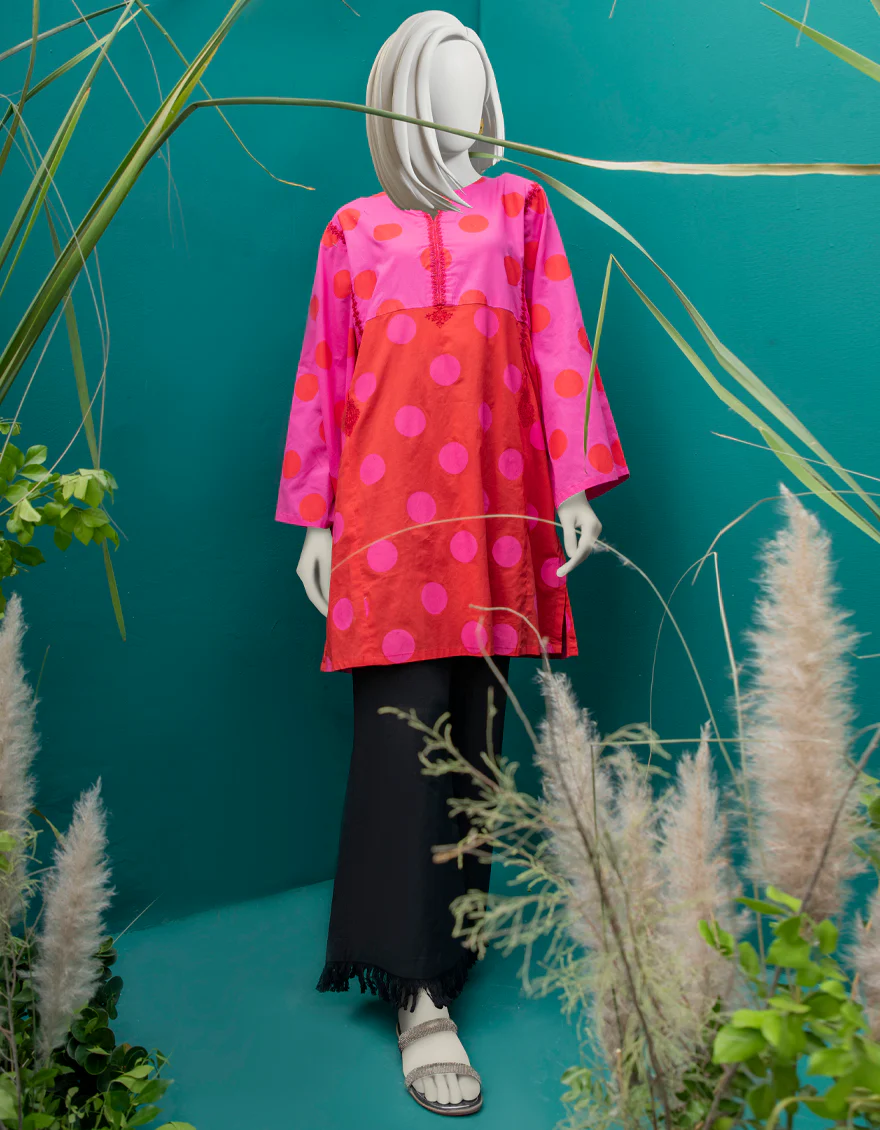 RED-PINK KHADDAR KURTI | JJLK-W-JWS-US-22-3033 FB/MARSHMALLOW