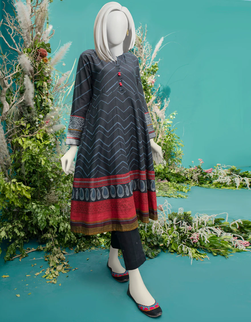 BLACK LAWN KURTI | JJLK-W-JWS-US-22-3038 FB/STEEL