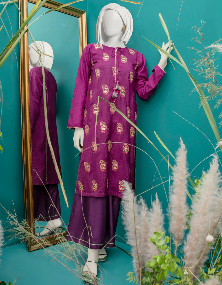 PURPLE RAW SILK KURTI | JJLK-W-JWS-US-22-3060 FB/PAISLEY-627