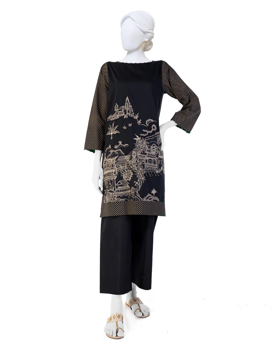 BLACK CAMBRIC KURTI | JJLK-W-JWS-US-23-3043 FB/TOILE-2