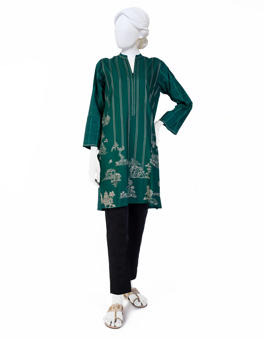 GREEN CAMBRIC KURTI | JJLK-W-JWS-US-23-3045 FB/TOILE-4