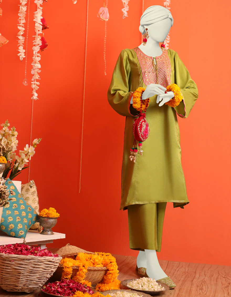 GREEN KURTI | JJLK-W-JWS-US-23-3047 FB/GOTA VINTAGE-8
