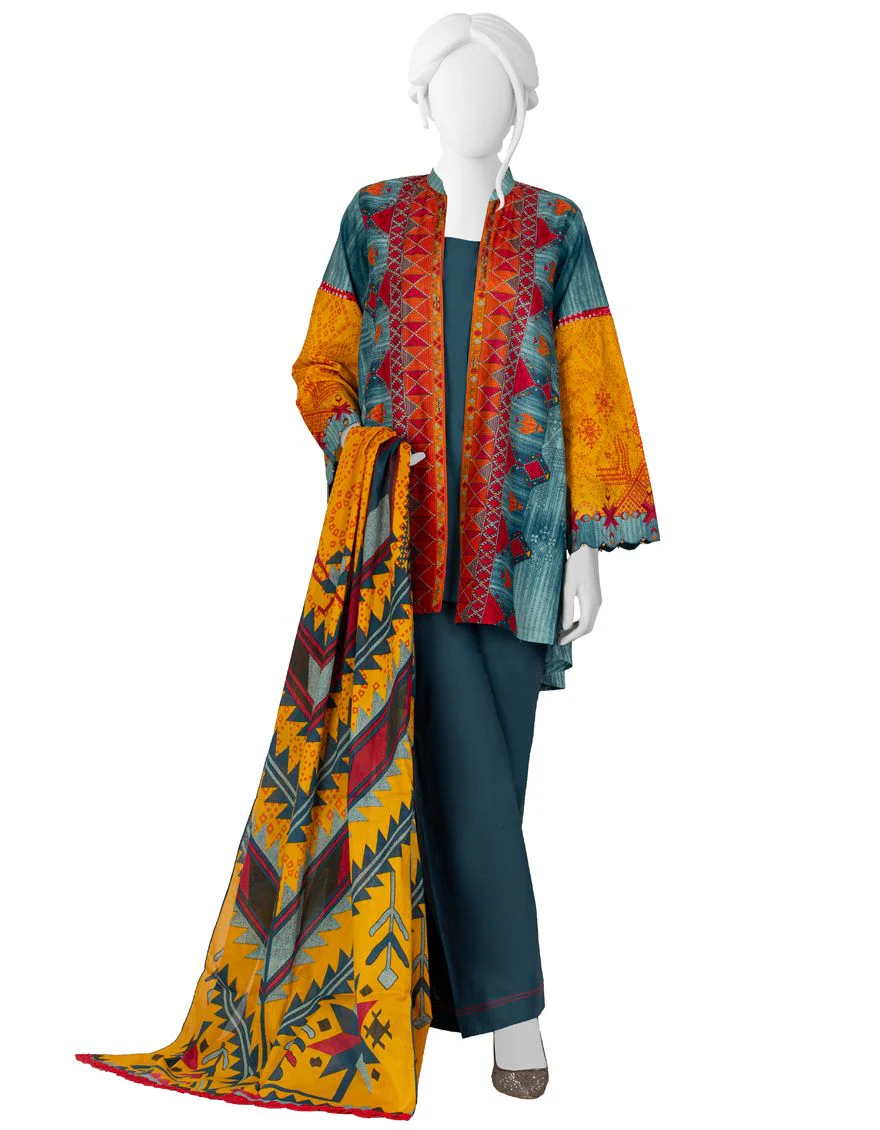 BLUE LIMINAL 3PC UNSTITCHED | JJLS-S-JPW-US-21-1703 FB/BLOSSOM
