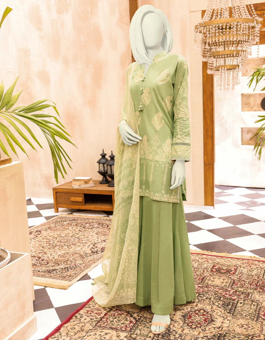 GREEN LAWN 3PC UNSTITCHED | JJLS-S-JPW-US-22-016 FB/MASHRU
